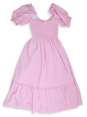 NWT Hill House Home Louisa Nap Dress Pink Smocked Puff Sleeve Maxi Size S